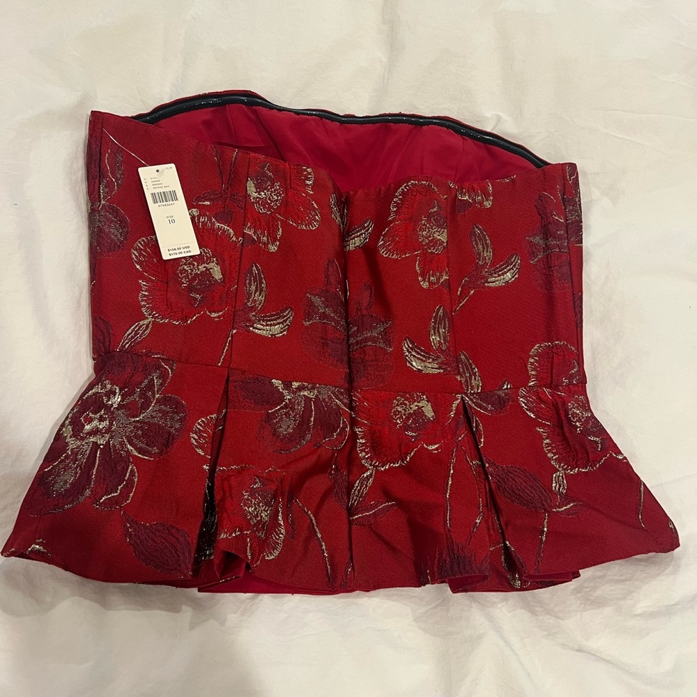 Hutch Red Strapless Floral Peplum Top - Picture 4 of 4